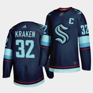 Seattle Kraken Primary Logo #32 Navy Stitched Jersey