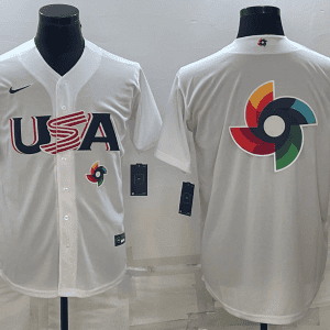 USA 2023 White World Big Logo Classic Stitched Jersey