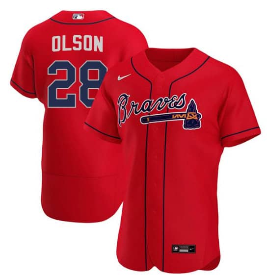 Atlanta Braves #28 Matt Olson Red Flex Base Stitched Baseball Jersey