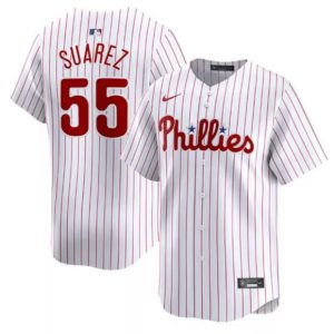 Philadelphia Phillies #55 Ranger Su¨¢rez White Home Limited Stitched Jersey