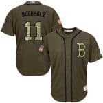 Red Sox #11 Clay Buchholz Green Salute To Service Stitched Grey Jersey