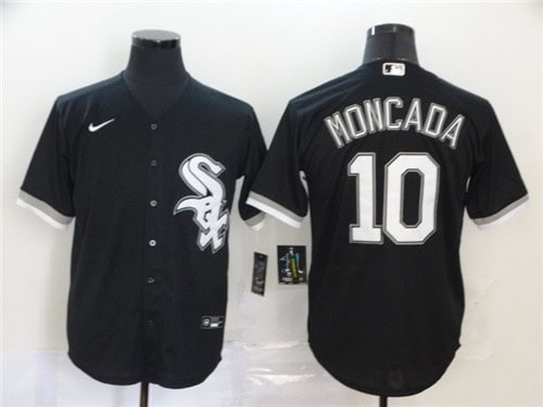 Chicago White Sox #10 Yo¨¢n Moncada Black Cool Base Stitched Jersey