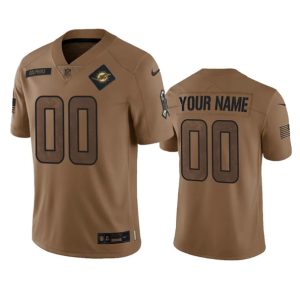 Miami Dolphins Custom 2023 Brown Salute To Setvice Limited Stitched Jersey