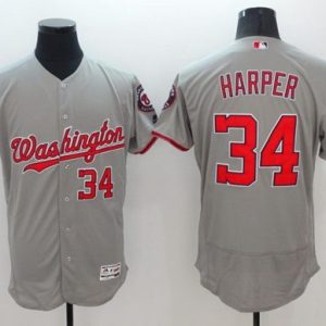 Nationals #34 Bryce Harper Grey Flexbase Authentic Collection Stitched Jersey