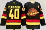 Vancouver Canucks #40 Elias Pettersson Black 2024-25 With A Patch Alternate Stitched Jersey