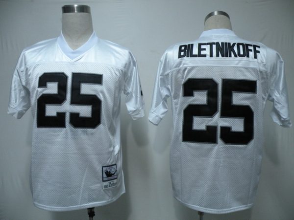 Mitchell Ness Raiders #25 Fred Biletnikoff White Stitched Throwback Jersey