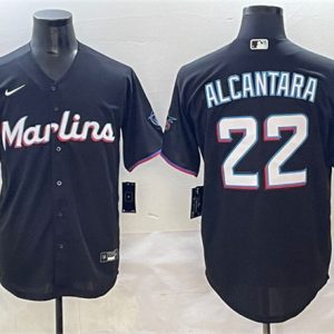 Miami Marlins #22 Sandy Alcantara Black Cool Base Stitched Jersey