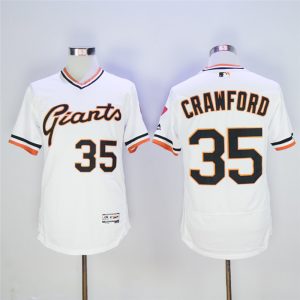 San Francisco Giants #35 Brandon Crawford White Throwback Flexbase Stitched Jersey