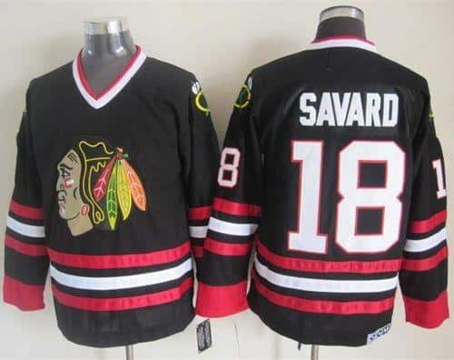 Blackhawks #18 Denis Savard Black CCM Throwback Stitched Jersey