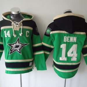 Stars #14 Jamie Benn Green Sawyer Hooded Sweatshirt Stitched Jersey