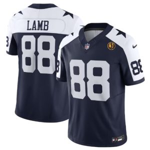 Dallas Cowboys #88 CeeDee Lamb Navy 2023 F.U.S.E. With John Madden Patch Thanksgiving Vapor Limited Stitched Jersey