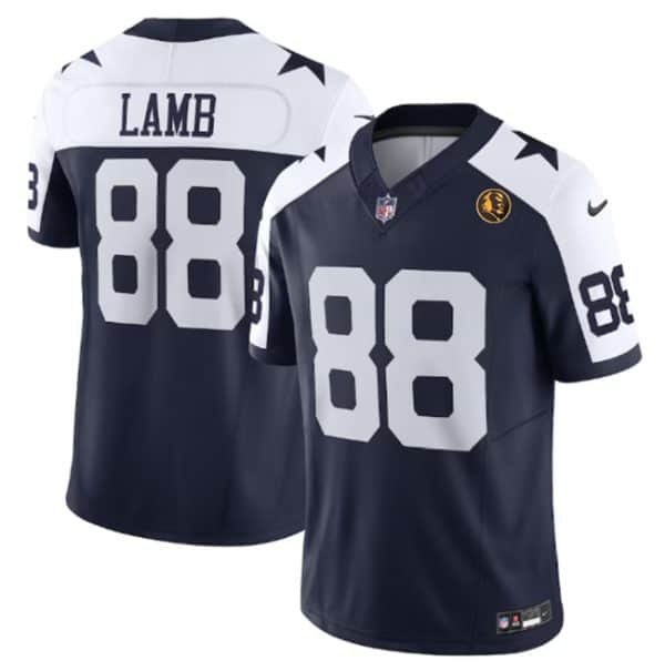 Dallas Cowboys #88 CeeDee Lamb Navy 2023 F.U.S.E. With John Madden Patch Thanksgiving Vapor Limited Stitched Jersey