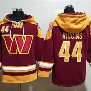 Washington Commanders #44 John Riggins Burgundy Lace-Up Pullover Hoodie