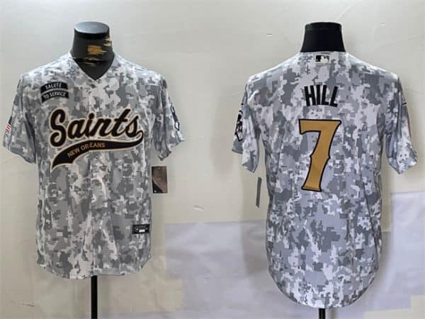 New Orleans Saints #7 Taysom Hill 2024 Arctic Camo Salute To Service Stitched Jersey