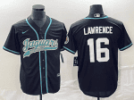 Jacksonville Jaguars #16 Trevor Lawrence Black With Patch Cool Base Stitched Jersey