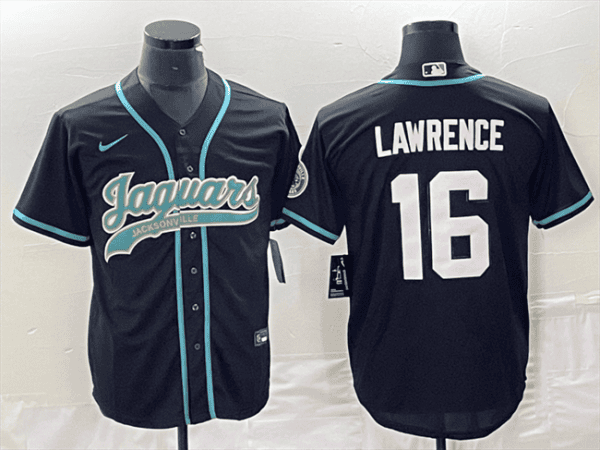 Jacksonville Jaguars #16 Trevor Lawrence Black With Patch Cool Base Stitched Jersey