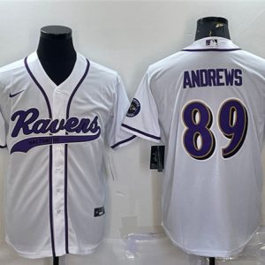 Baltimore Ravens #89 Mark Andrews White With Patch Cool Base Stitched Jersey