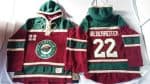 Wild #22 Nino Niederreiter Red Sawyer Hooded Sweatshirt Stitched Jersey