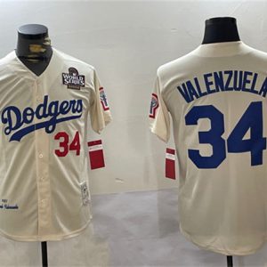 Los Angeles Dodgers #34 Toro Valenzuela Cream 1981 Cooperstown Stitched Jersey