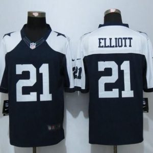 Cowboys #21 Ezekiel Elliott Navy Blue Thanksgiving Throwback Stitched Limited Nike Jersey