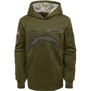 Youth Los Angeles Chargers Olive Salute To Service Pullover Performance NFL Hoodie