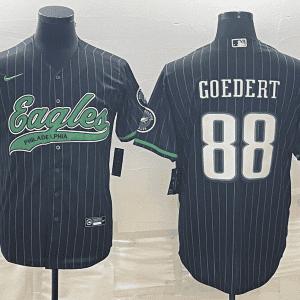 Philadelphia Eagles #88 Dallas Goedert Black With Patch Cool Base Stitched Baseball Jersey