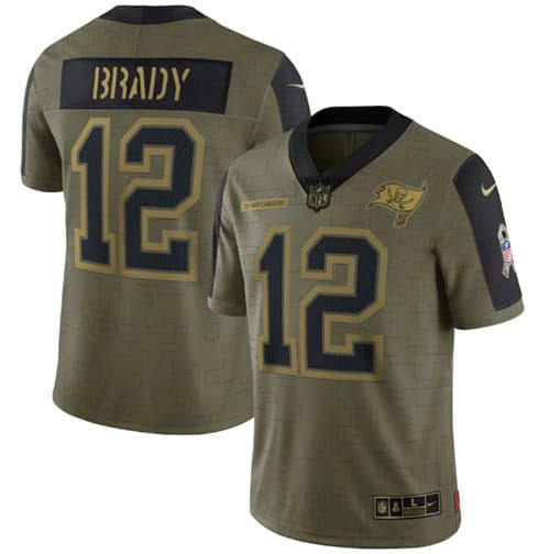 Tampa Bay Buccaneers #12 Tom Brady 2021 Olive Salute To Service Limited Stitched Jersey