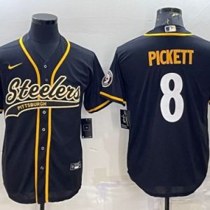 Pittsburgh Steelers #8 Kenny Pickett Black With Patch Cool Base Stitched Jersey