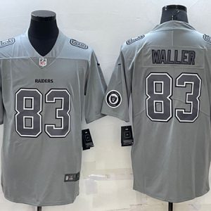 Las Vegas Raiders #83 Darren Waller Gray With Patch Atmosphere Fashion Stitched Jersey