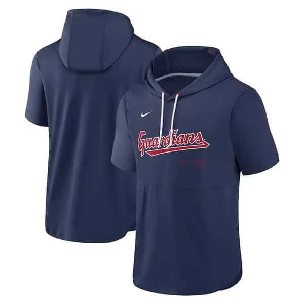 Cleveland Guardians Navy Short Sleeve Team Pullover Hoodie