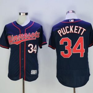 Twins #34 Kirby Puckett Navy Blue Flexbase Authentic Collection Stitched Jersey
