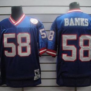 Mitchell And Ness Giants #58 Carl Banks Blue Stitched Jersey