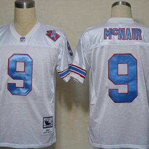 Mitchell And Ness Oilers #9 Steve McNair White Throwback Stitched Jersey