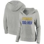 Los Angeles Rams Heather Gray Stronger Together Crossover Neck Pullover Hoodie(Run Small)