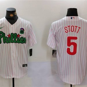 Philadelphia Phillies #5 Bryson Stott White Green Cool Base Stitched Jersey