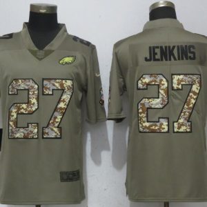 Philadelphia Eagles #27 Malcolm Jenkins Olive Camo Salute To Service Limited Stitched Jersey