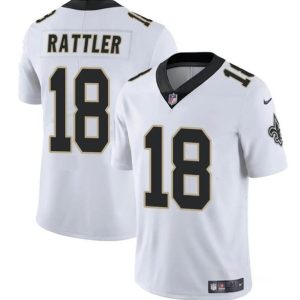 New Orleans Saints #18 Spencer Rattler White Vapor Limited Stitched Jersey