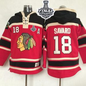 Blackhawks #18 Denis Savard Red Sawyer Hooded Sweatshirt 2015 Stanley Cup Stitched Jersey