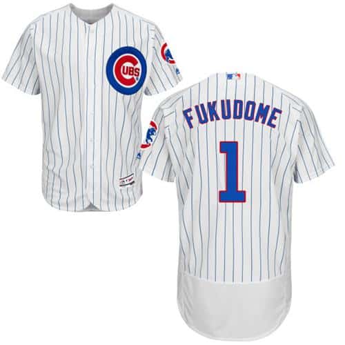 Cubs #1 Kosuke Fukudome White(Blue Strip) Flexbase Authentic Collection Stitched Jersey
