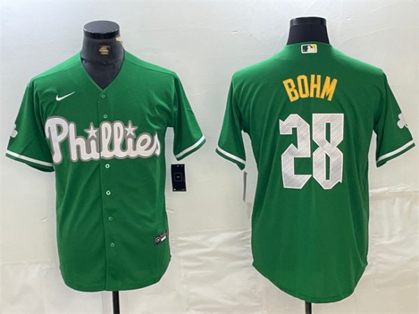 Philadelphia Phillies #28 Alec Bohm Green 2024 City Connect Stitched Jersey