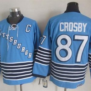 Penguins #87 Sidney Crosby Light Blue CCM Throwback Stitched Jersey
