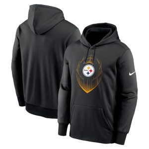Pittsburgh Steelers Black Icon Performance Pullover Hoodie