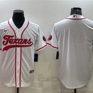 Houston Texans Blank White With Patch Cool Base Stitched Baseball Jersey