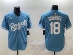 Kansas City Royals #18 Yuli Gurriel Blue Cool Base Stitched Jersey