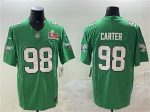 Philadelphia Eagles #98 Jalen Carter Green 2025 Super Bowl LIX Patch F.U.S.E. Throwback Vapor Untouchable Limited Stitched Jersey