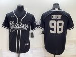 Las Vegas Raiders #98 Maxx Crosby Black Cool Base Stitched Baseball Jersey