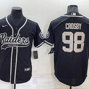 Las Vegas Raiders #98 Maxx Crosby Black Cool Base Stitched Baseball Jersey