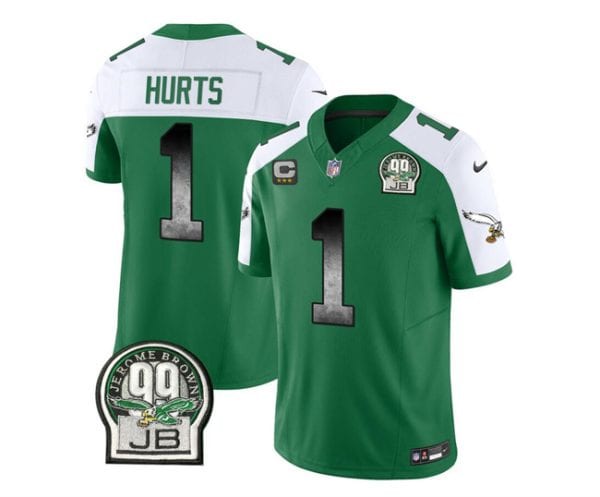Philadelphia Eagles #1 Jalen Hurts Green White 2023 F.U.S.E. With 3-Star C Patch Throwback Vapor Untouchable Limited Stitched Jersey