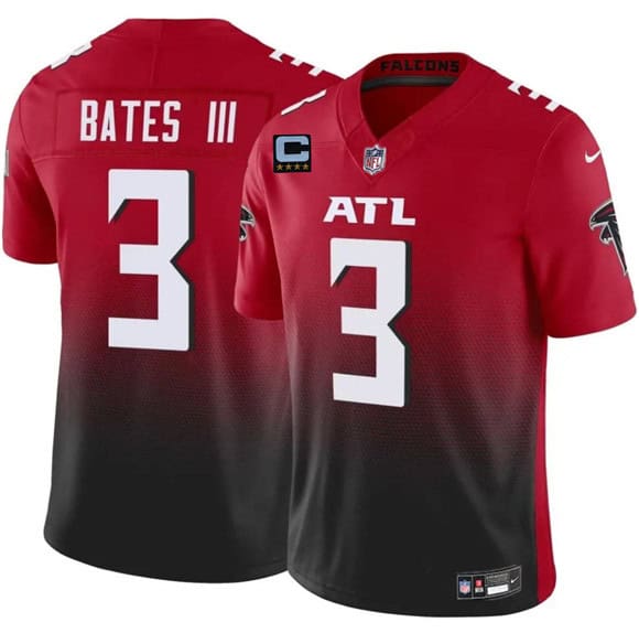 Atlanta Falcons #3 Jesse Bates III Red Black 2025 F.U.S.E With 4-Star C Patch Vapor Untouchable Limited Stitched Jersey