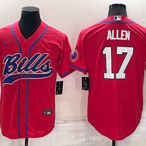 Buffalo Bills #17 Josh Allen Red Cool Base Stitched Baseball Jersey